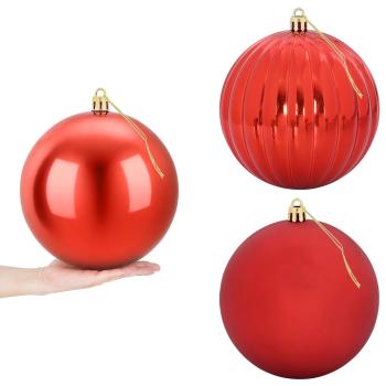 Weihnachtskugel-Set XXL 3 stk. Rot Durchm. 25 cm Kunststoff