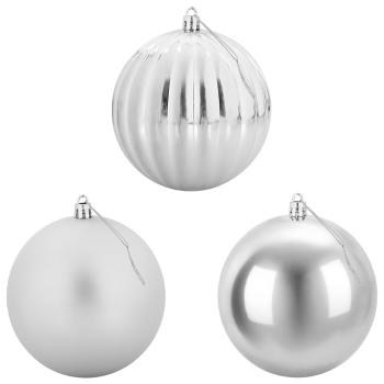 Weihnachtsbaumkugel Set XL 9 stk. Silber Durchmesser 15 cm