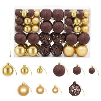 ARDEBO.de - 100-tlg. Weihnachtskugel-Set 3/4/6 cm Braun/Bronze/Golden