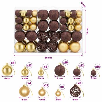 100-tlg. Weihnachtskugel-Set 3/4/6 cm Braun/Bronze/Golden