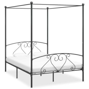 ARDEBO.de - Himmelbett-Gestell Grau Metall 140 x 200 cm