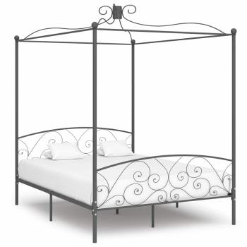 ARDEBO.de - Himmelbett-Gestell Grau Metall 160 x 200 cm