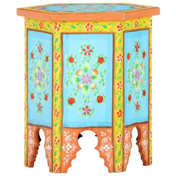 ARDEBO.de - Beistelltisch Handbemalt Mehrfarbig 38x33x42cm Mango Massivholz