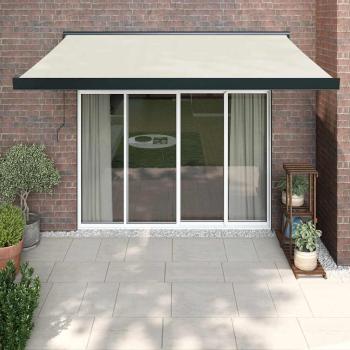 ARDEBO.de - Markise Einziehbar Creme 3,5x2,5 m Stoff und Aluminium