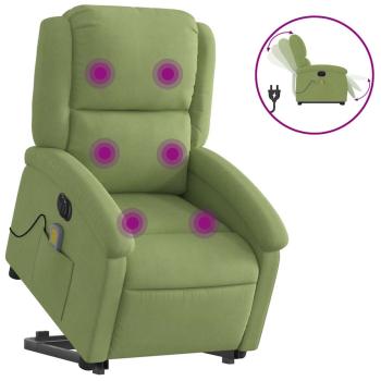 Massagesessel mit Aufstehhilfe Elektrisch Hellgrün Samt