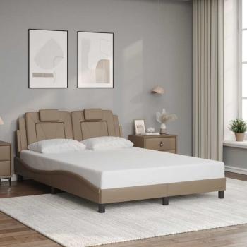 ARDEBO.de - Bettgestell "Viana" ohne Matratze Cappuccino-Braun 140x200 cm Kunstleder