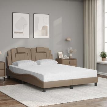Bett "Viana" mit Matratze Cappuccino 140x200 cm Kunstleder