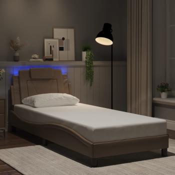 ARDEBO.de - Bettgestell "Viana" mit LED ohne Matratze Cappuccino-Braun 90x200 cm