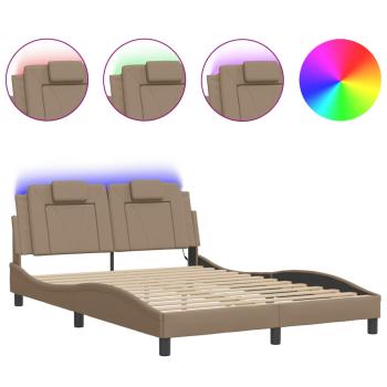 Bettgestell "Viana" mit LED ohne Matratze Cappuccino-Braun 140x200 cm