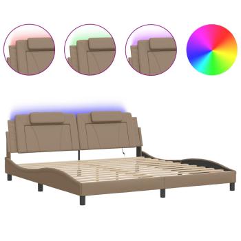 Bettgestell "Viana" mit LED ohne Matratze Cappuccino-Braun 200x200 cm