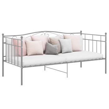 ARDEBO.de - Schlafsofa Bettgestell Grau Metall 90x200 cm