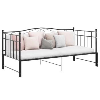 ARDEBO.de - Ausziehsofa Bettgestell Schwarz Metall 90x200 cm