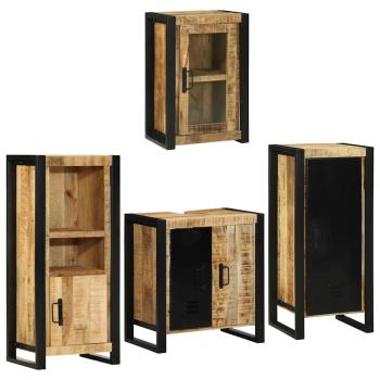 ARDEBO.de - Badezimmermöbel-Set 4 Stk. Braun Massives Mangoholz