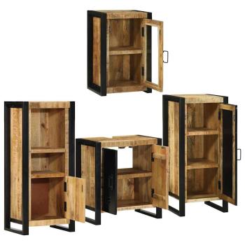 Badezimmermöbel-Set 4 Stk. Braun Massives Mangoholz