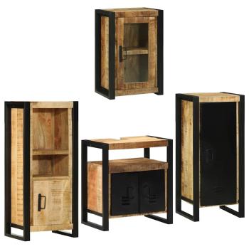 Badezimmermöbel-Set 4 Stk. Braun Massives Mangoholz