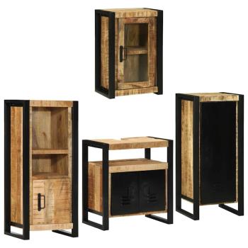 Badezimmermöbel-Set 4 Stk. Braun Massives Mangoholz
