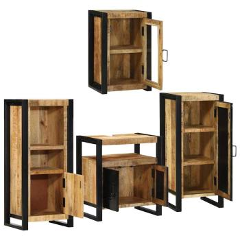 Badezimmermöbel-Set 4 Stk. Braun Massives Mangoholz