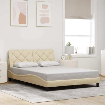 ARDEBO.de - Bettgestell ohne Matratze Creme 120x200 cm Stoff