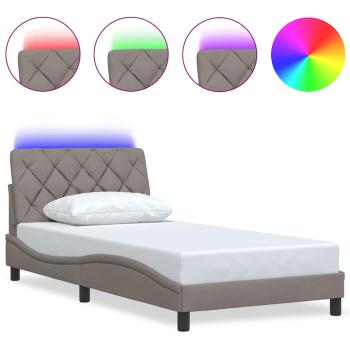 Bettgestell mit LED ohne Matratze Taupe 100x200 cm Stoff
