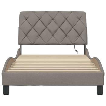 Bettgestell mit LED ohne Matratze Taupe 100x200 cm Stoff
