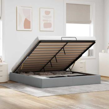 ARDEBO.de - Ottoman-Bett ohne Matratze Hellgrau 200x200 cm Stoff