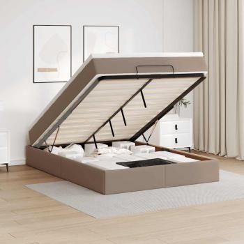 ARDEBO.de - Ottoman-Bett mit Matratze Cappuccino-Braun 140x190cm Kunstleder