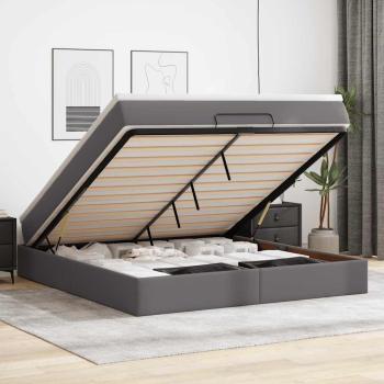 ARDEBO.de - Ottoman-Bett mit Matratze Grau 180x200 cm Kunstleder