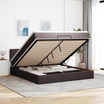 ARDEBO.de - Ottoman-Bett mit Matratze Dunkelbraun 180x200 cm Stoff