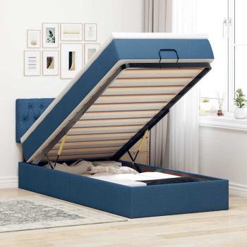 ARDEBO.de - Ottoman-Bett mit Matratze Blau 80x200 cm Stoff