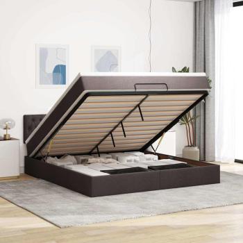 ARDEBO.de - Ottoman-Bett mit Matratze Dunkelbraun 180x200 cm Stoff