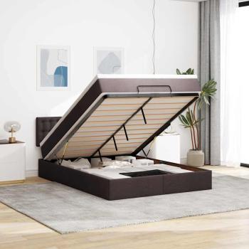 ARDEBO.de - Ottoman-Bett mit Matratze Dunkelbraun 140x190 cm Stoff