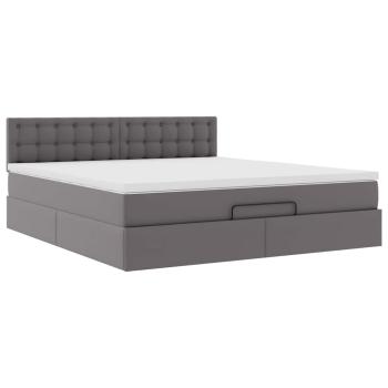 Ottoman-Bett mit Matratzen & LEDs Grau 160x200 cm Kunstleder