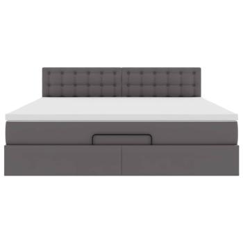 Ottoman-Bett mit Matratzen & LEDs Grau 160x200 cm Kunstleder