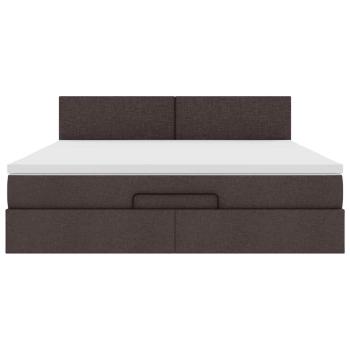 Ottomane Bett mit Matratze & LEDs Dunkelbraun 180x200 cm Stoff