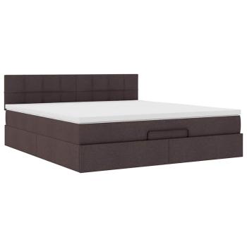 Ottomane Bett mit Matratze & LEDs Dunkelbraun 180x200 cm Stoff