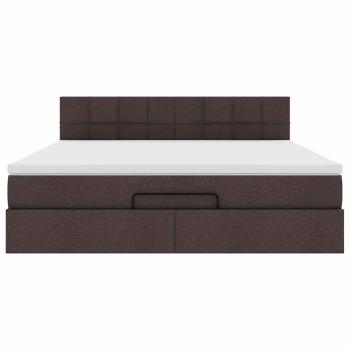 Ottomane Bett mit Matratze & LEDs Dunkelbraun 180x200 cm Stoff