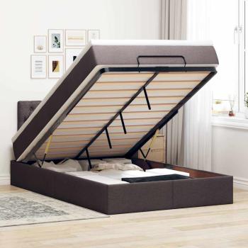 ARDEBO.de - Ottoman-Bett mit Matratze & LEDs Dunkelbraun 120x200 cm Stoff