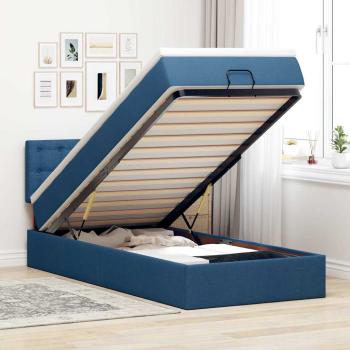 ARDEBO.de - Ottoman-Bett mit Matratze & LEDs Blau 80x200 cm Stoff