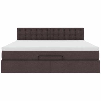 Ottoman-Bett mit Matratze & LEDs Dunkelbraun 160x200 cm Stoff