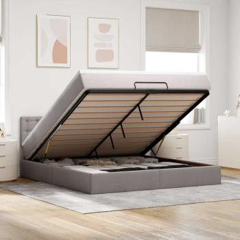 ARDEBO.de - Ottoman-Bett mit Matratze & LEDs Taupe 160x200 cm Stoff