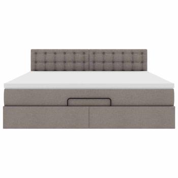 Ottoman-Bett mit Matratze & LEDs Taupe 160x200 cm Stoff
