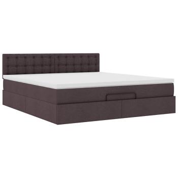 Ottomane Bett mit Matratze & LEDs Dunkelbraun 180x200 cm Stoff