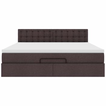 Ottomane Bett mit Matratze & LEDs Dunkelbraun 180x200 cm Stoff