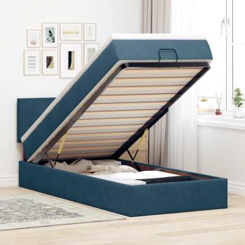 ARDEBO.de - Ottoman-Bett mit Matratze & LEDs Dunkelblau 90x190 cm Samt