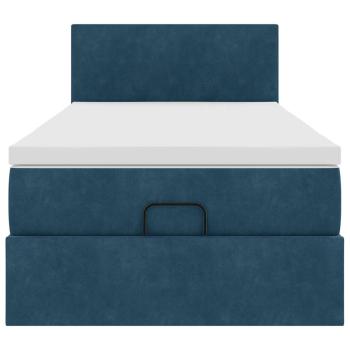 Ottoman-Bett mit Matratze & LEDs Dunkelblau 90x190 cm Samt
