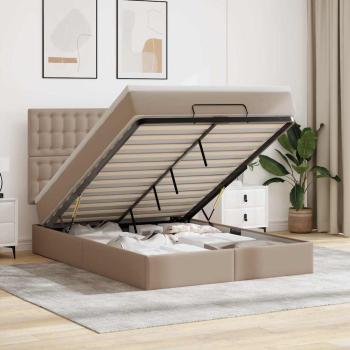 ARDEBO.de - Ottoman-Bett mit Matratze Cappuccino-Braun 140x190cm Kunstleder