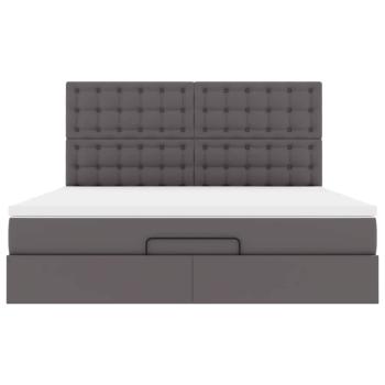 Ottoman-Bett mit Matratze Grau 160x200 cm Kunstleder