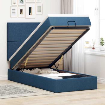 ARDEBO.de - Ottoman-Bett mit Matratze Blau 80x200 cm Stoff