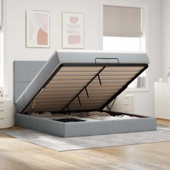 ARDEBO.de - Ottoman-Bett mit Matratzen Hellgrau 200x200 cm Stoff