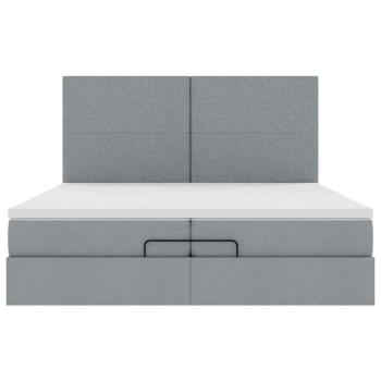 Ottoman-Bett mit Matratzen Hellgrau 200x200 cm Stoff